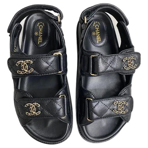 chanel leather velcro sandals